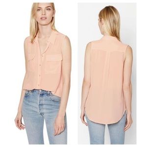 Equipment Silk Sleeveless Button Down Blouse Size Small Apricot Peach Color